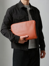 Leather 13" Flandres Laptop Cover Etrier Orange flandres EFLA8833-vue-porte